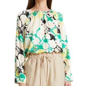 Rodebjer Solomiya Floral Puff Long Sleeve Top Spring Green Career $290 XS EUC